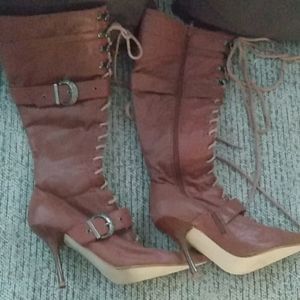 Soft Leather Brown Knee Boot